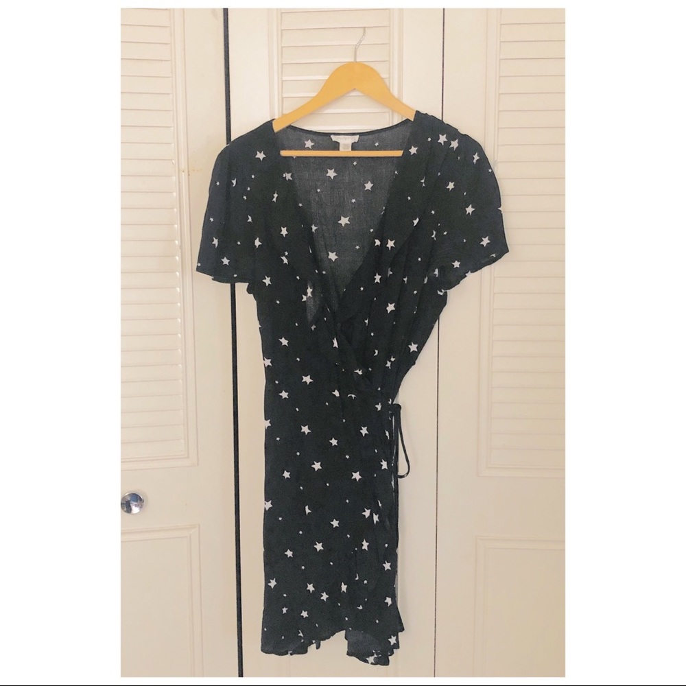 SOLD Star Print Ruffle Wrap Dress